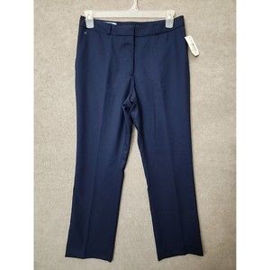 Luly Yang Alaska Pants Womens 10 Navy Blue Slim Fit Wool Flight Attendant NEW